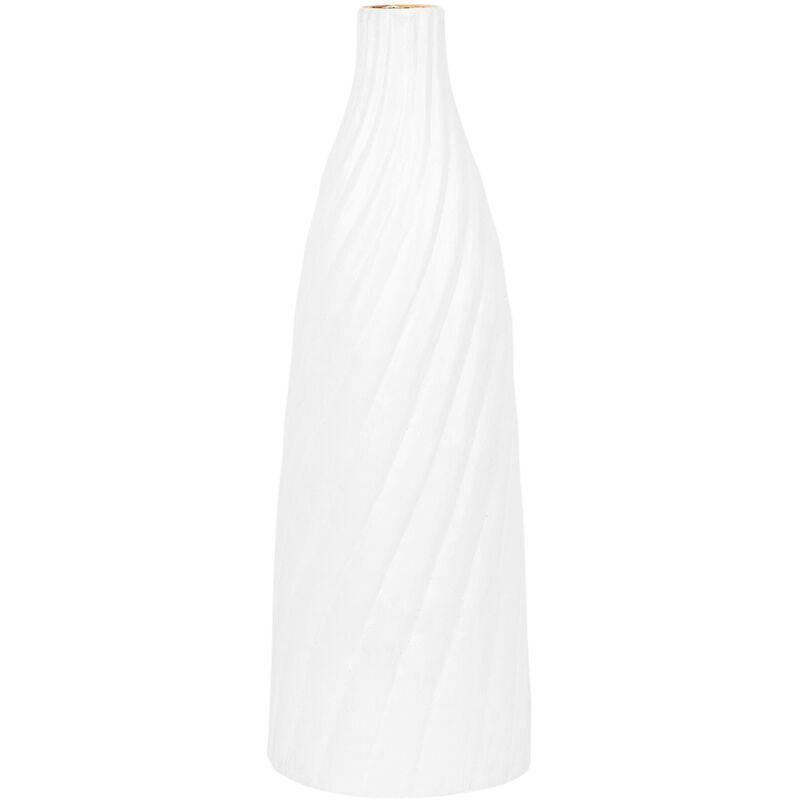 Vase Bouteille en Terre Cuite Blanche 54 cm Forme Cylindrique Moderne Florentia