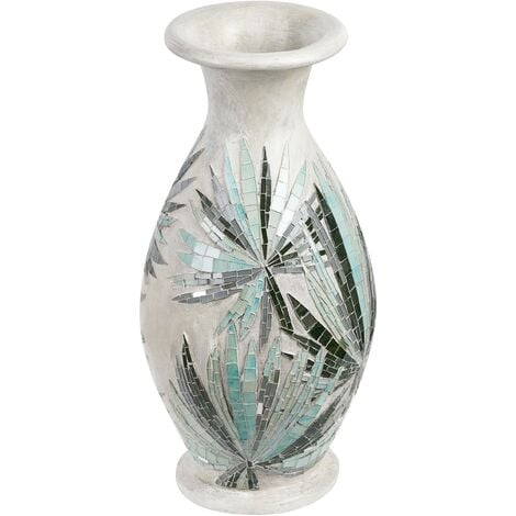 Vase Décoratif Blanc-Cassé en Terre Cuite 53 cm Fait Main Fleurs Artificielles Rawas - Blanc