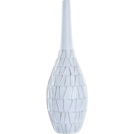 Vase décoratif blanc en résine style moderne élégant - blanc mat sculpté