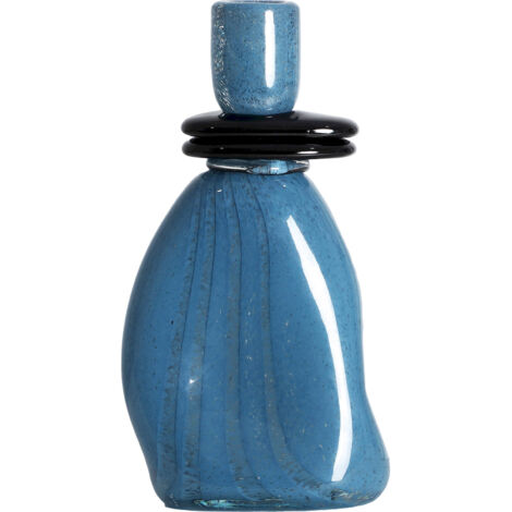 Vase décoratif bleu en verre finition brillante style contemporain - Bleu intense finition brillante