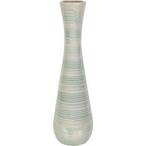 Vase décoratif céramique blanc bleu design élégant à prix réduit - Blanc motif bleu clair