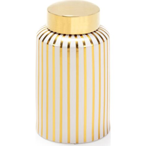 Vase décoratif céramique blanc doré style élégant et raffiné - blanc rayé doré élégant