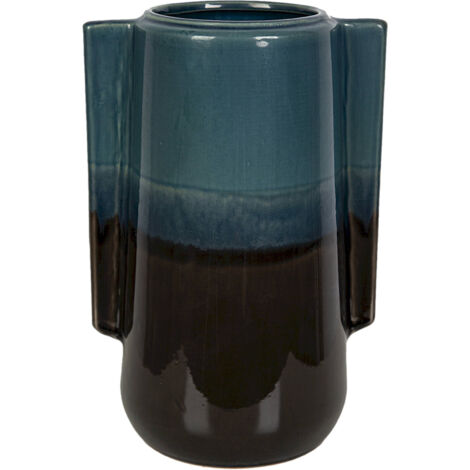 Vase décoratif céramique bleu noir design moderne élégant - Bleu foncé dégradé noir