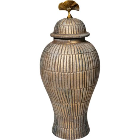 Vase décoratif céramique et métal beige or style contemporain - beige doré élégant