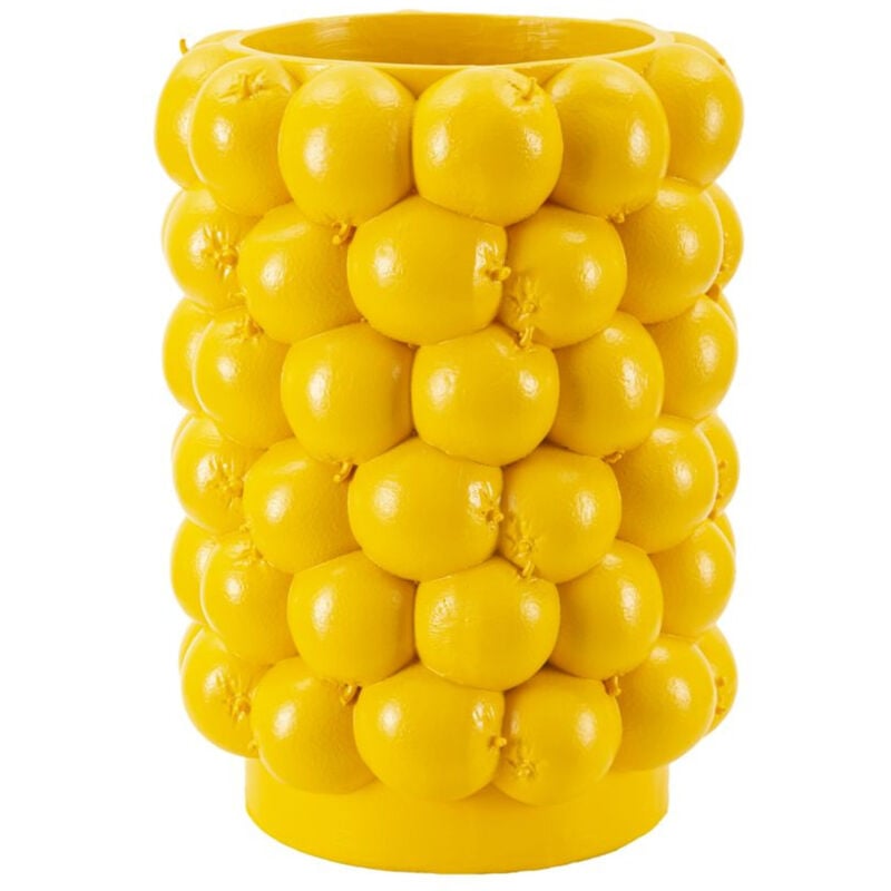 Epikasa - Vase Décoratif Citrons, Polyrésine, Jaune, 21x21x28 cm