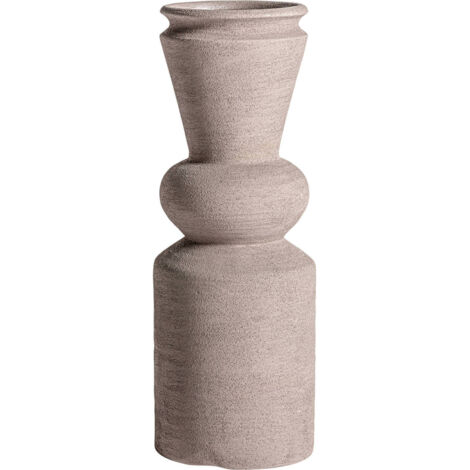 Vase décoratif contemporain en céramique taupe forme irrégulière - Taupe céramique contemporaine