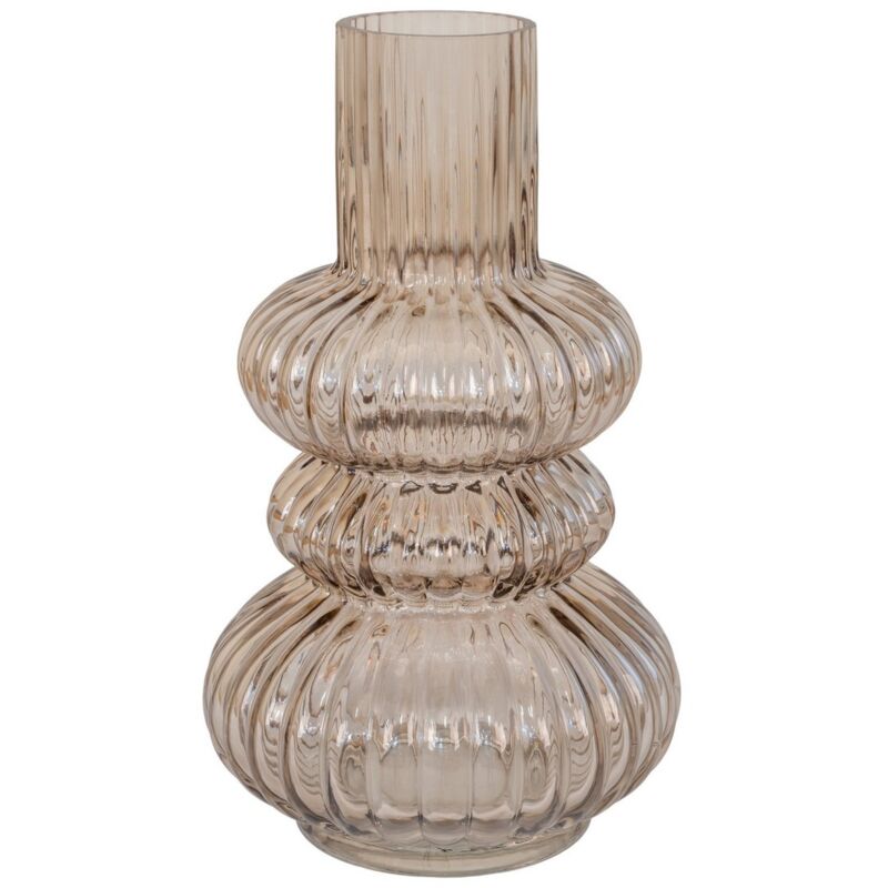 Epikasa - Vase Décoratif Dahlia, Verre, Beige, 15x15x25 cm