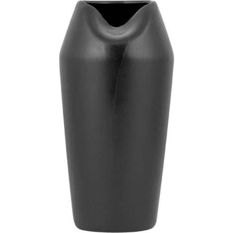 Vase Décoratif de Forme Abstraite fabriqué en Grès Noir 33 cm de Hauteur au Style Contemporain Beliani