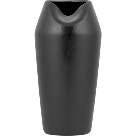 Vase Décoratif de Forme Abstraite fabriqué en Grès Noir 33 cm de Hauteur au Style Contemporain Beliani - Noir