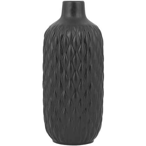 Vase Décoratif de Forme Cylindrique Bouteille fabriqué en Grès Noir de 31 cm de Hauteur au Style Moderne Beliani