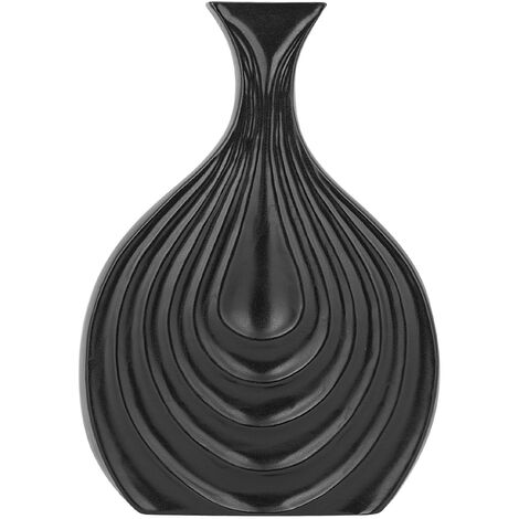 Vase Décoratif de Forme de Cruche fabriqué en Grès Noir de 25 cm de Hauteur au Style Moderne