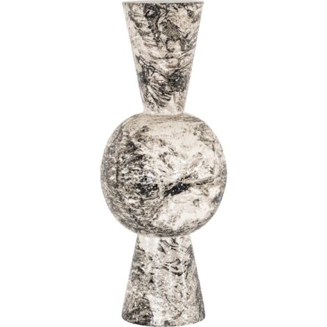 Vase décoratif design noir et blanc à motif artistique sculptural - Noir et blanc effet marbre