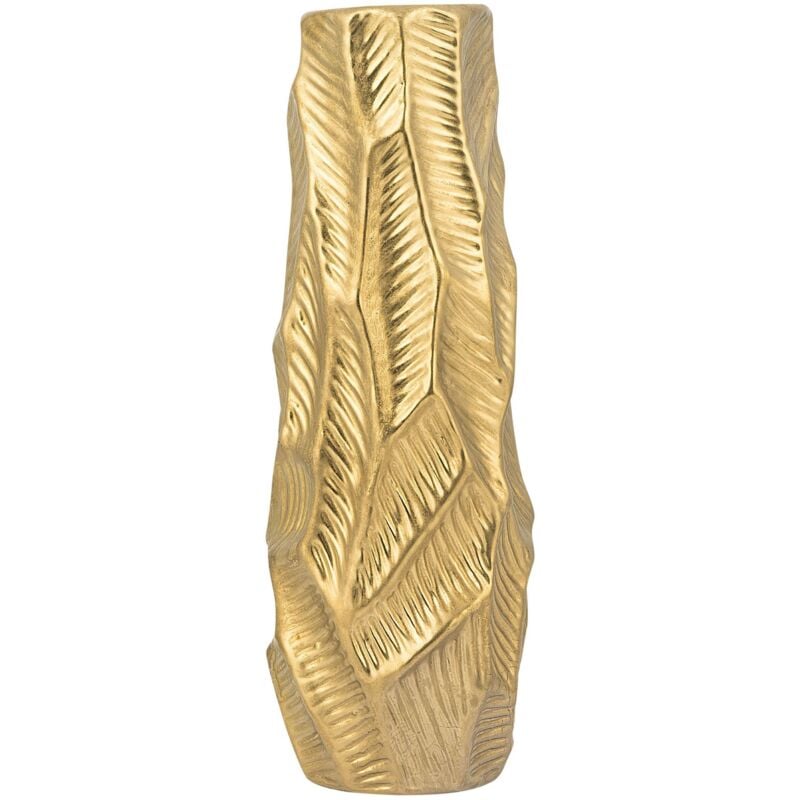 Beliani - Vase à Fleurs Décoratif en Grès Doré Motif Moderne Idéal pour Salon ou Chambre au Style Glamour et Chic