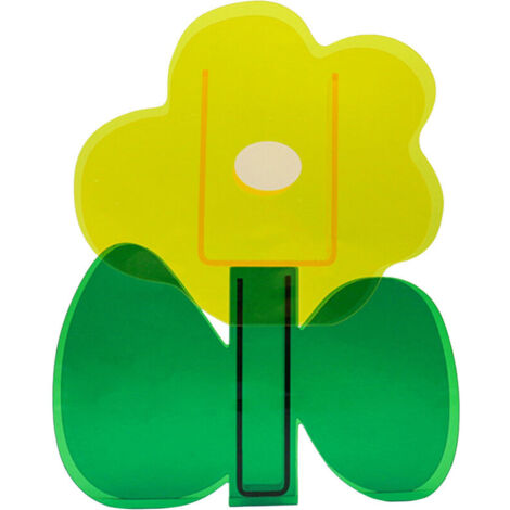 Vase décoratif en acrylique – Fleur jaune avec feuilles vertes – Objet décoratif lumineux pour table et étagère