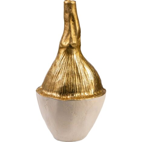 Vase décoratif en aluminium blanc et doré élégant