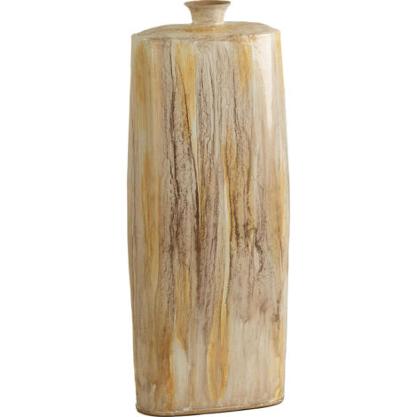 Vase décoratif en aluminium émaillé blanc et or - Beige marbré blanc et or