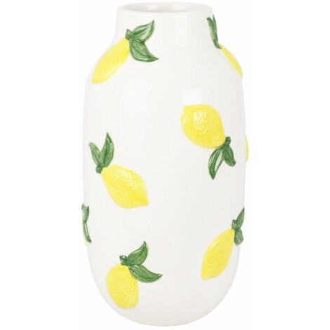 Vase décoratif en céramique à motif citron, 29 cm