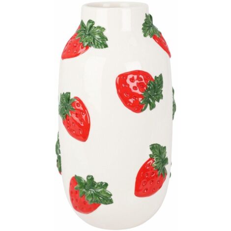 Vase décoratif en céramique à motif fraise, 29 cm