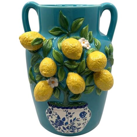 Vase décoratif en céramique au design citron pour un style méditerranéen et une élégance dans votre maison.