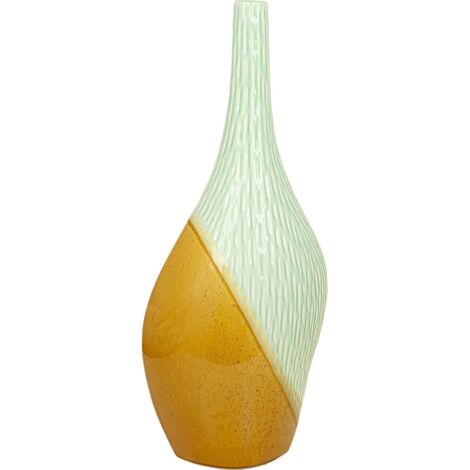 Vase décoratif en céramique bicolore vert clair et jaune - Vert clair et jaune chaleureux