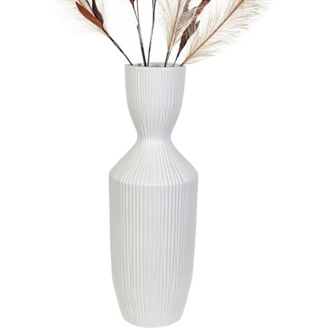 Vase décoratif en céramique blanche finition mate élégante - blanc mat céramique