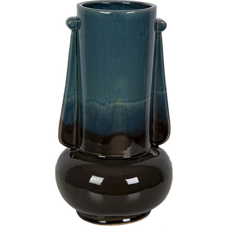 Vase décoratif en céramique bleu noir style moderne - Bleu nuit et noir profond
