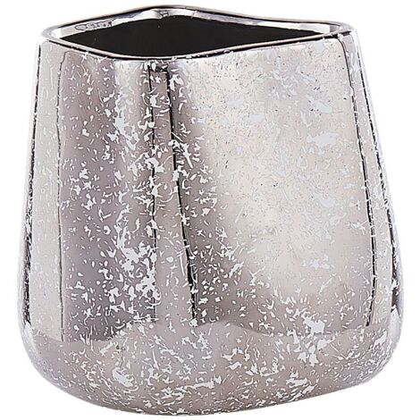 Vase Décoratif en Grès Accessoire Moderne Maison 20 cm Argenté Cirta