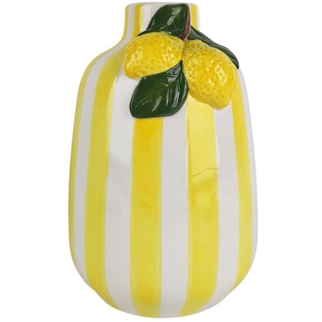 Vase décoratif en porcelaine au motif citron - Idéal pour la décoration intérieure et comme cadeau original