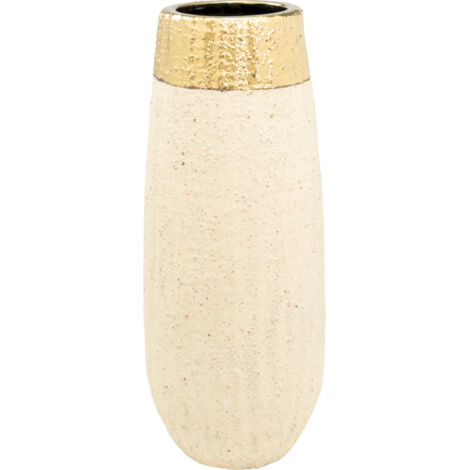 Vase décoratif en porcelaine sable et or pour intérieur élégant - Sable doré