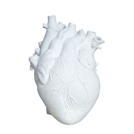 Vase décoratif en résine en forme de cœur – Blanc – Modèle moyen sans fond