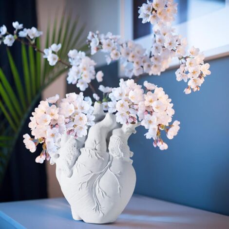 Vase décoratif en résine en forme de cœur pour bureau - 8081A Petit cœur blanc