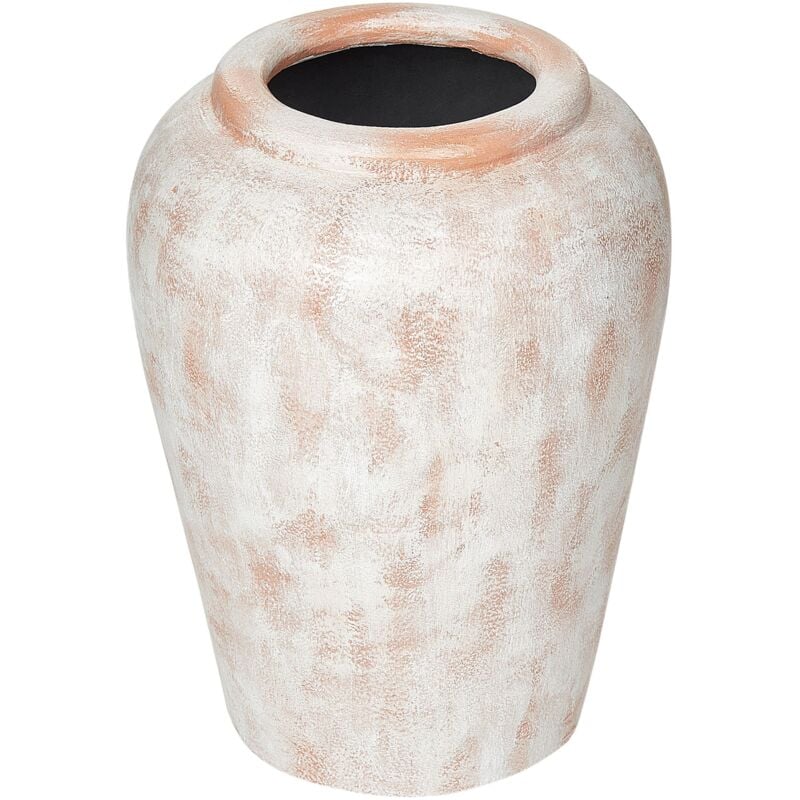 Vase Décoratif en Terre Cuite Blanc Cassé Finition Laquée 42 cm Fait Main pour Fleurs Sèches Miri