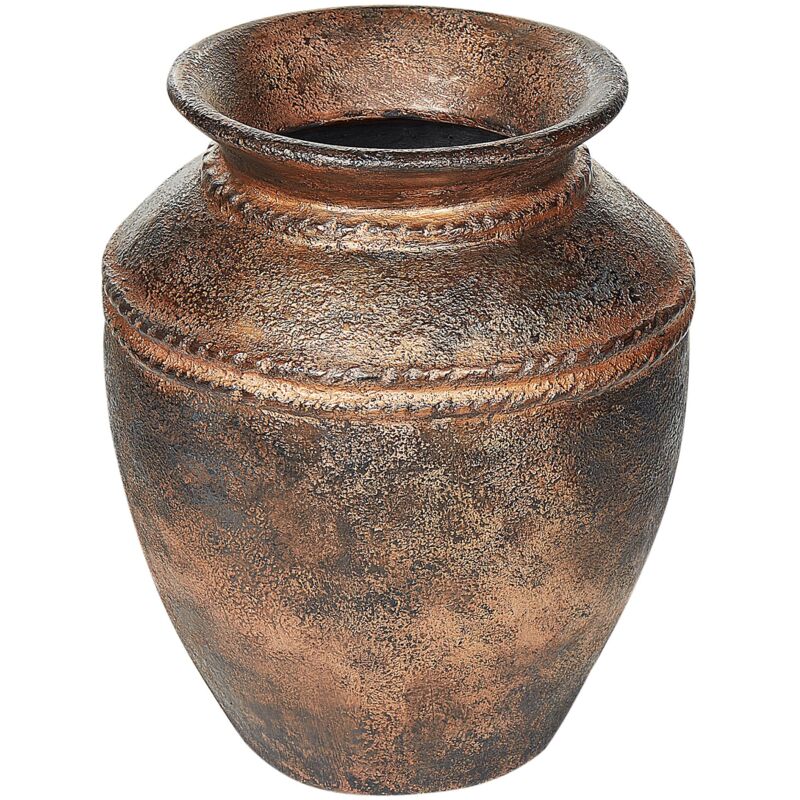 Beliani - Vase Décoratif en Terre Cuite Cuivré Effet Vieilli Finition Laquée 40 cm Fait Main Puchong