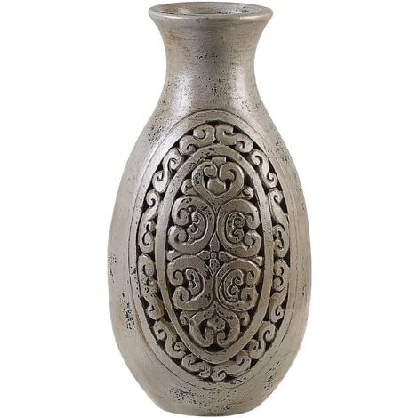 Vase Décoratif en Terre Cuite Gris Style Antique Fait Main Amphore Boho Megara