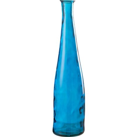 Vase décoratif en verre bleu élégant pour intérieur moderne - Bleu intense translucide