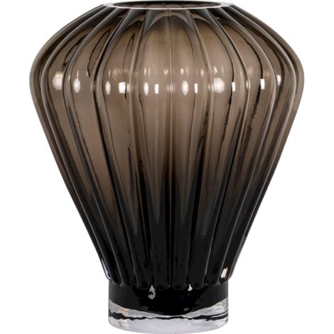 Vase décoratif en verre brun au design raffiné et élégant - brun fumé translucide