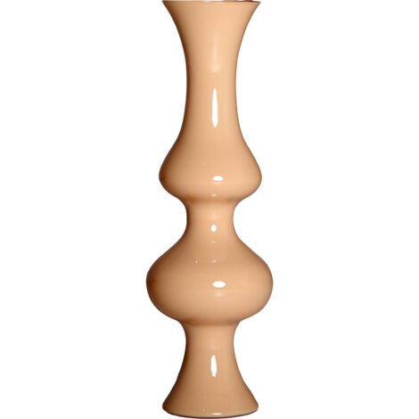 Vase décoratif en verre crème finition laquée style contemporain - Crème laqué contemporain