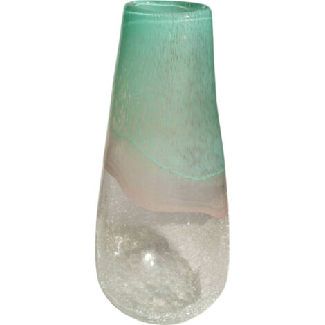 vase décoratif en verre soufflé vert et blanc élégant - Vert dégradé blanc transparent