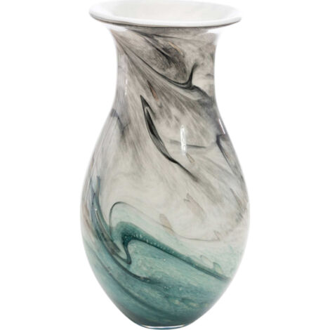 Vase décoratif en verre soufflé vert et blanc élégant - Vert marbré blanc