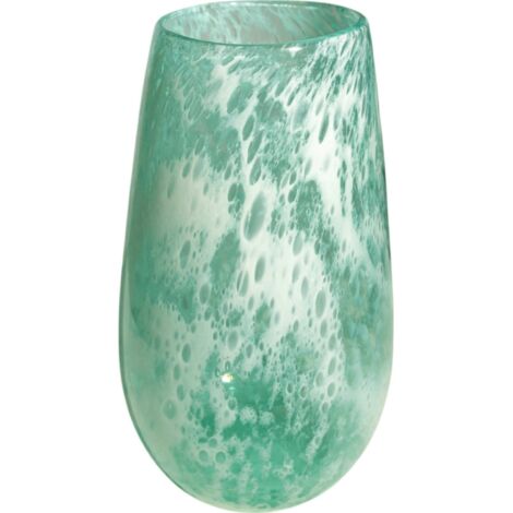 Vase décoratif en verre vert soufflé pour intérieur élégant - vert translucide effet bullé