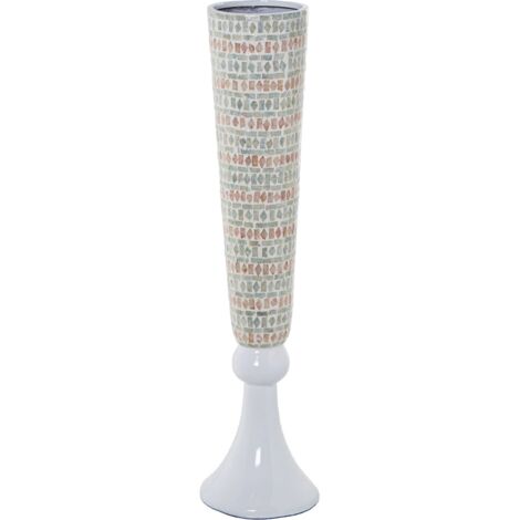Vase décoratif épuré en résine élégante - Blanc texturé et raffiné