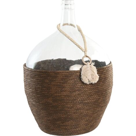 Vase décoratif fibre de verre effet perlé brun transparent - Brun naturel transparent et beige