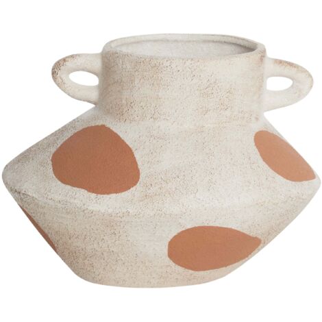 Vase Décoratif Grès Motif Points Imperméable Fleurs Beige Clair Alosidae