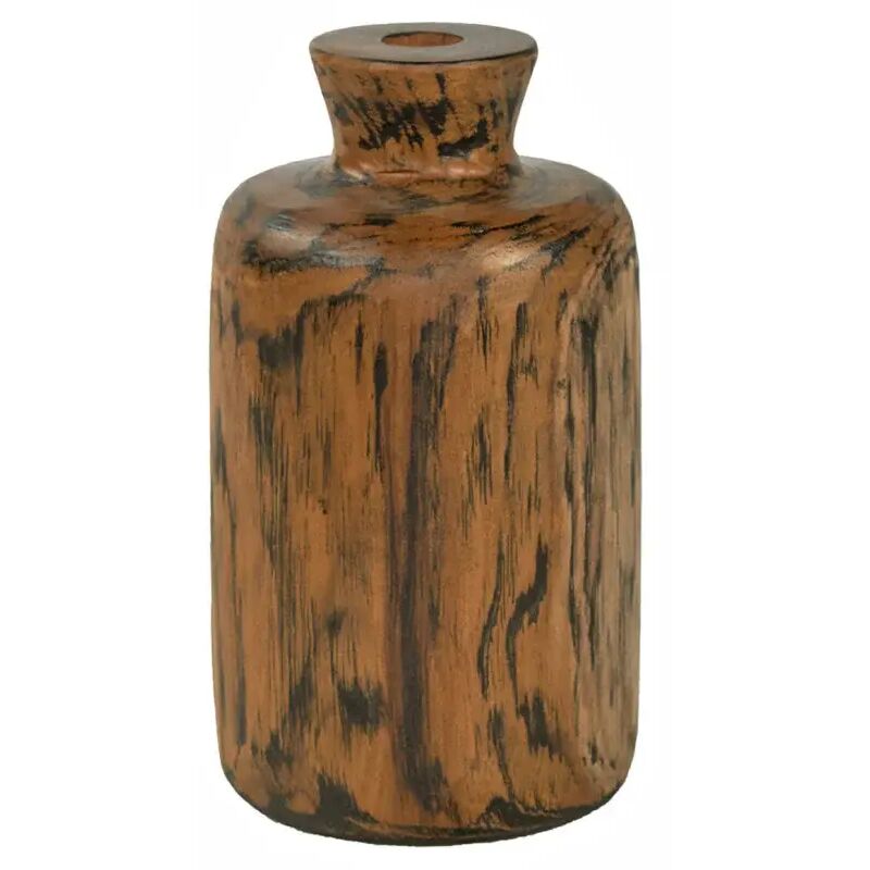 Vase décoratif H. 18 cm en bois de teck massif - HERA M