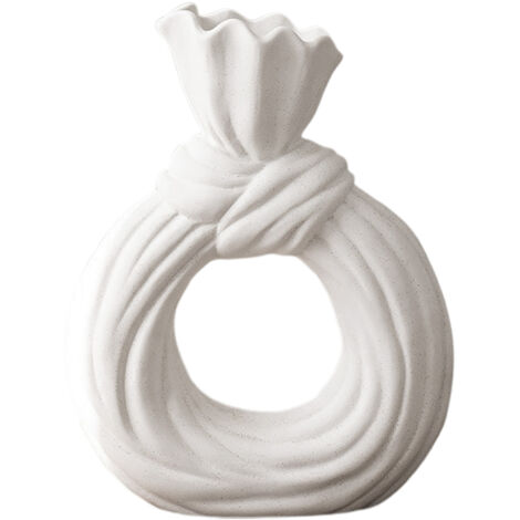 [Vase Décoratif] Mano [Large Bow] Créatif Céramique Blanc Grand Minimaliste pour Salon, Entrée