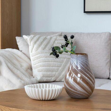 Vase décoratif marron et blanc en verre
