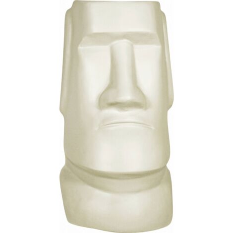 Vase décoratif moai beige en terracota style ethnique - beige sable doux