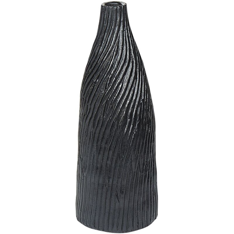 Beliani - Vase Décoratif de Forme Cylindrique Bouteille Fabriqué en Terre Cuite Noire de 54 cm de Hauteur au Style Moderne
