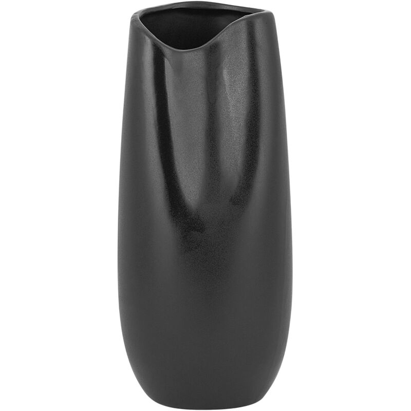 Beliani - Vase Décoratif de Forme Abstraite fabriqué en Grès Noir 32 cm de Hauteur au Style Moderne et Contemporain