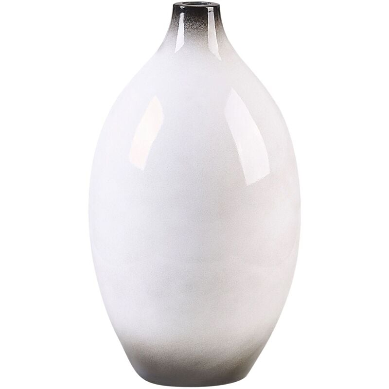 Beliani - Vase Décoratif Noir et Blanc Brillant en Terre-Cuite 36 cm Idée de Cadeau Baeza